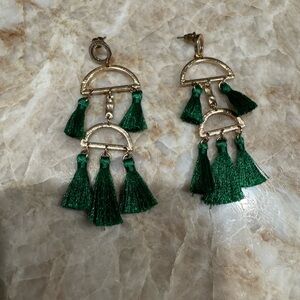 Elegant Green Tassel Earrings